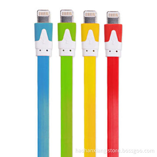 Colorful Flat PVC, Mini USB Charging Cable for iPhone 5/5S/5C